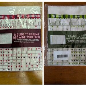 Wine Pairing Cotton Tea Towel Set - Red and Green 100% Cotton